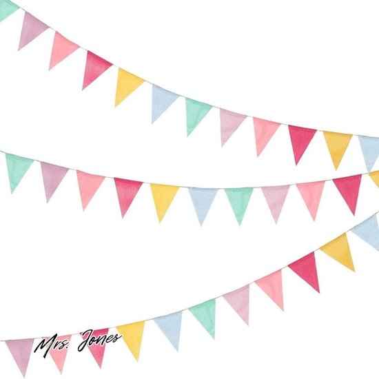 Foto: Mrs jones vlaggetjesslingers 12 meter 36 vlaggen voor buiten weerbestendig regenboogdecoratie modderkeuken verjaardag kinderkamer feestbruiloft 