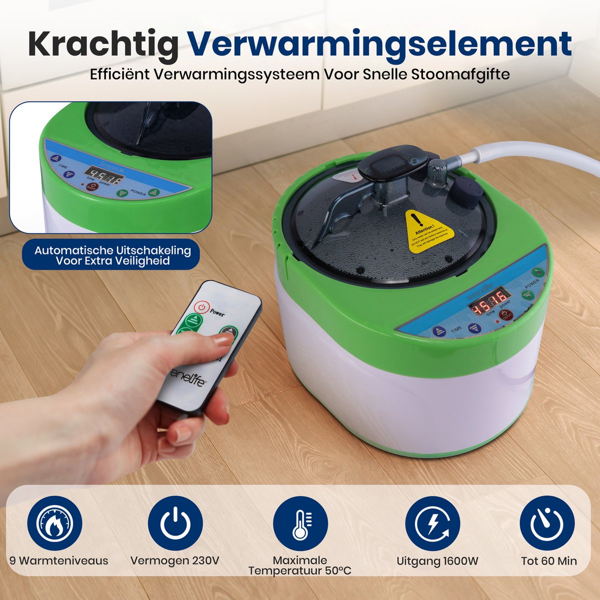 SereneLife sauna - draagbare sauna op ware grootte — Personal Home Spa, met afstandsbediening, opvouwbare stoel, timer thumbnail 3