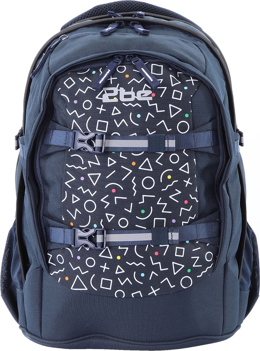2be Schoolrugzak met ergonomische rug en 15 inch laptopvak - Marine Blauw - Marine Blauw