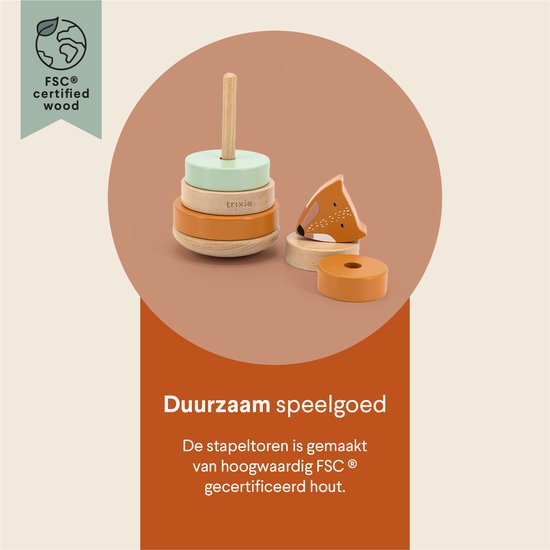 Trixie Houten Stapeltoren - Mr. Fox - Houten stacking toy - Educatief speelgoed - Voor Jongens & Meisjes - Vos van Trixie — afbeelding 4