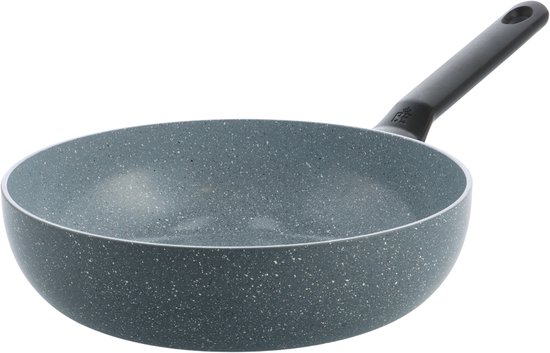 BK Blue Label Granite Keramische Antiaanbak Wokpan zonder deksel Ø28cm – 3.7L – PFAS-vrij – Inductie Wokpan –Ovenbestendig tot 160°C – Vaatwasserbestendig – Snelle opwarming – Koudgrepen – Zonder deksel – Blauw