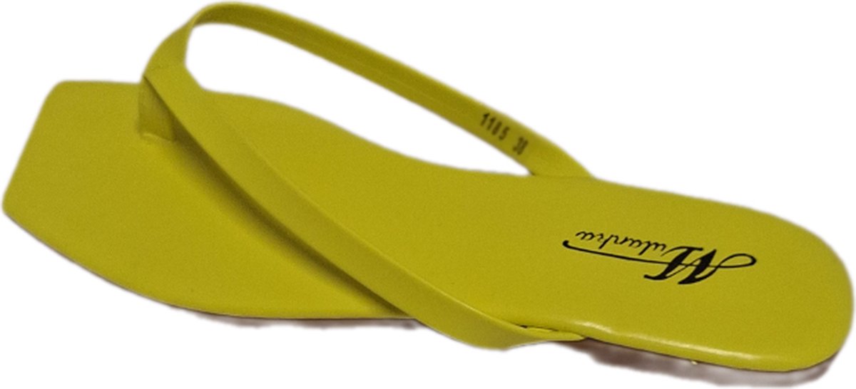 MULANKA- SLIPPER-YELLOW-LEDERLOOK-39