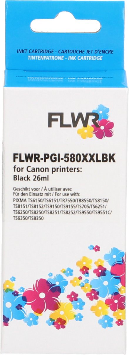FLWR inktcartridge voor Canon 580XXL Zwart - Premium Huismerk Canon 580XXL inkt (Zwart - hoge capaciteit) o.a. geschikt voor Canon PIXMA TR7550, Canon PIXMA TR8550, Canon PIXMA TS6150, Canon PIXMA TS6250, Canon PIXMA TS6350