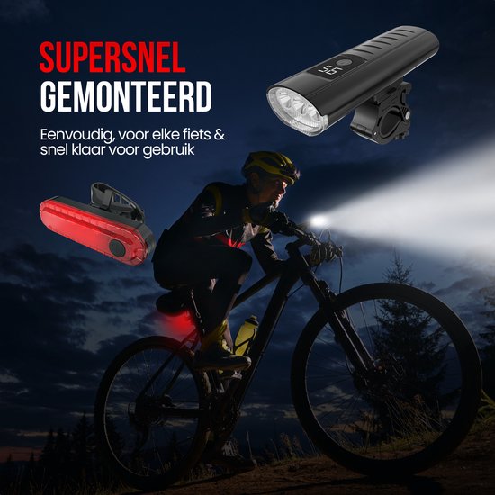 Strex Fietsverlichting Set LED 1600 lumen - Fietslamp Voorlicht & Achterlicht - Fietslampje - Fietsverlichting USB Oplaadbaar van Strex — afbeelding 5