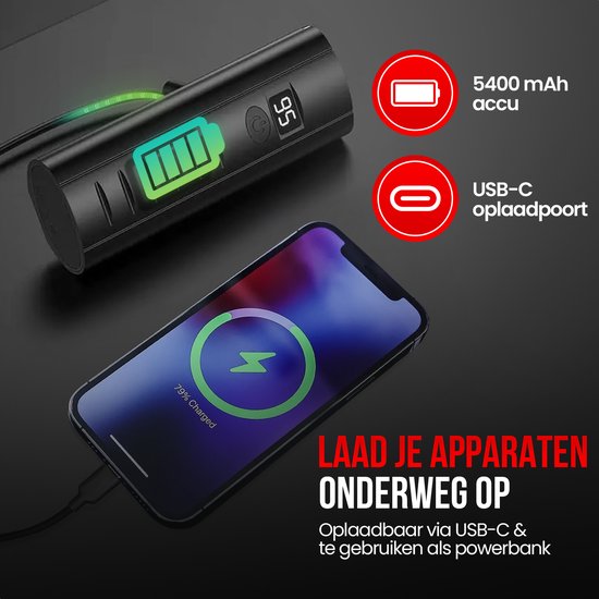 Strex Fietsverlichting Set LED 1600 lumen - Fietslamp Voorlicht & Achterlicht - Fietslampje - Fietsverlichting USB Oplaadbaar van Strex — afbeelding 4