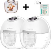 Bol.com Draadloze borstkolf Samigo - Elektrische Draadloze Borstkolf Slim – Handsfree & Draagbaar – BPA-Vrij – Dubbele Borstkolf... aanbieding