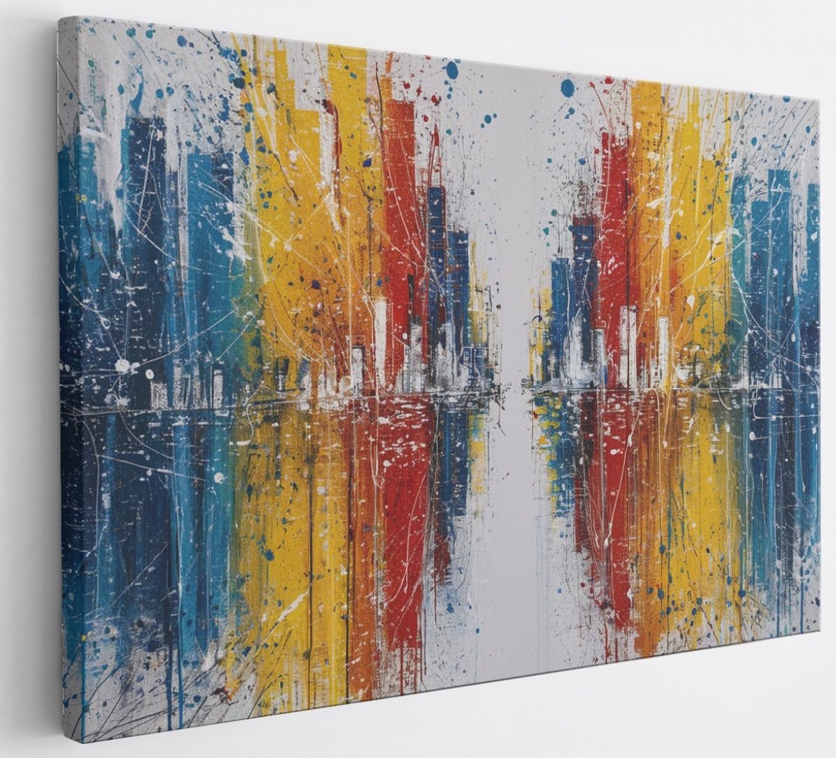 Saammp Canvas Schilderij - Kleurrijke stad - Abstract - 40x30 - Foto op canvas - Wanddecoratie - Muurdecoratie Woonkamer - Slaapkamer decoratie - Canvas Print Multicolor