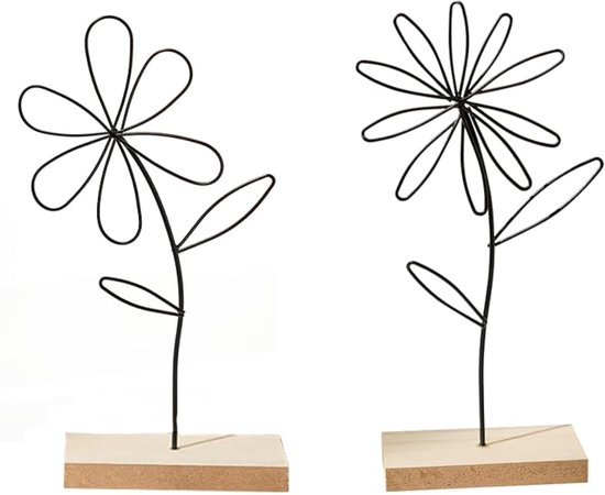Foto: Inovra decoratieve set van 2 metalen bloemenstandaards voor tafeldecoratie in zwart
