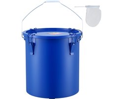 VEVOR Frituurvetemmer Olie-afvoercontainer, 22,7 L Frituurolie-emmer van Koolstofstaal met Roestbestendige Coating, Olietransportcontainer met Deksel, Filterzak voor het Filteren van Hete Frituurolie, Blauw