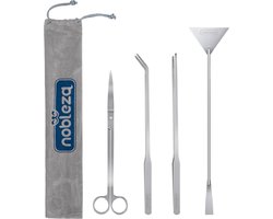 Nobleza Aquarium schoonmaak set - Aquariumreiniging - Lange schaar, pincetten, en schraper - RVS