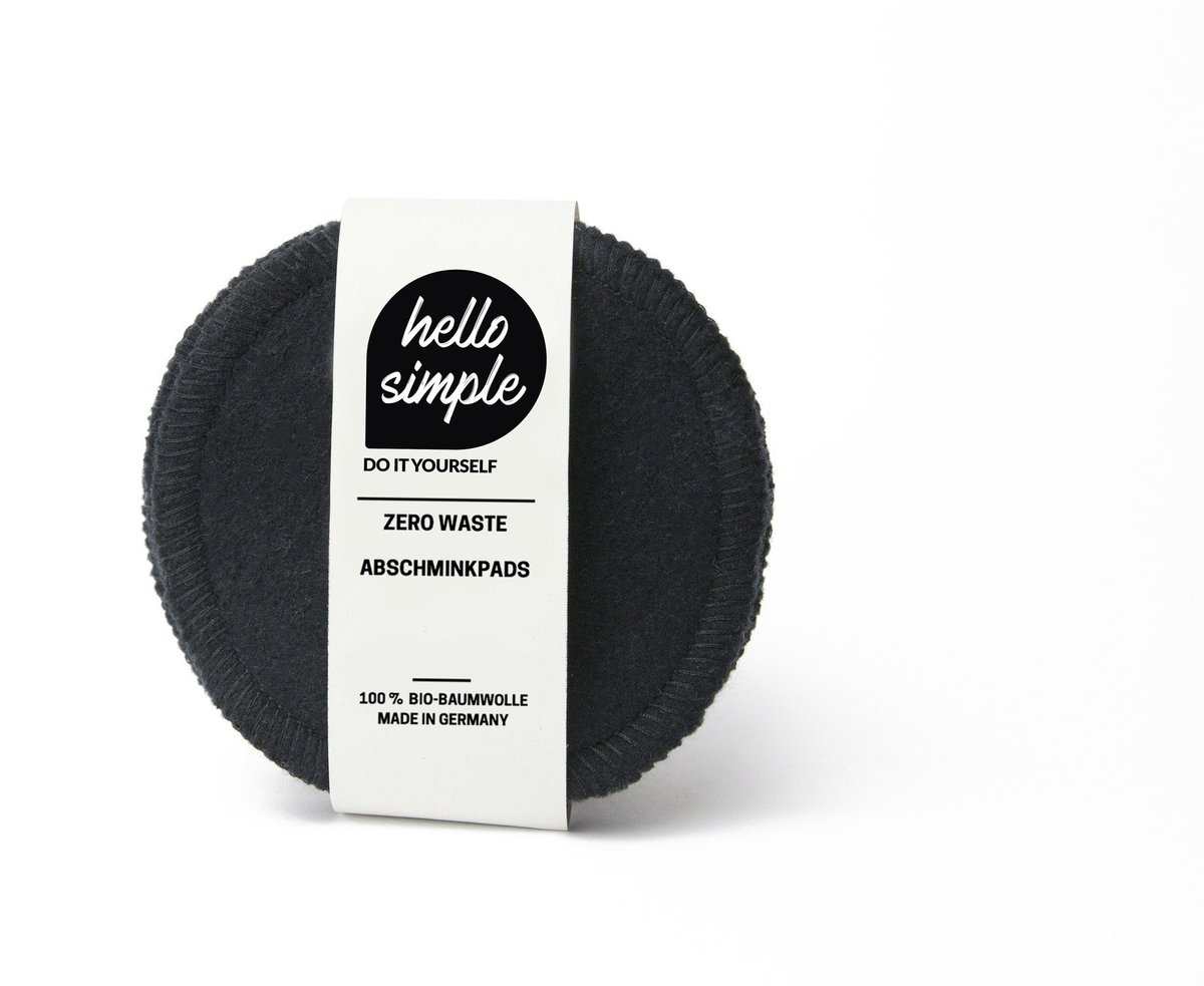 Hello Simple Zero-Waste Make-up Reinigingspads - 5 Stuks - Zwart - Herbruikbare Reinigingsdoekjes - Make-up Remover Pads - Milieuvriendelijke Optie