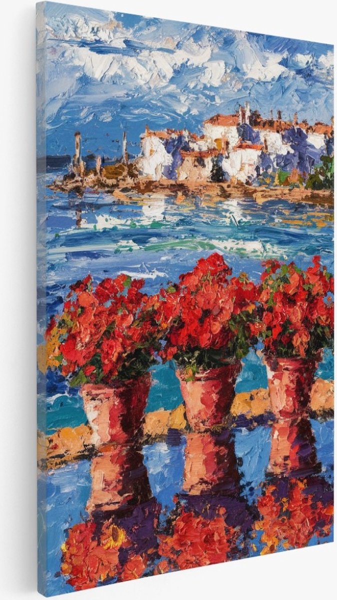 Saammp Canvas Schilderij - Bloemen - Abstracte Rozen in bakken - 20x30 - Foto op canvas - Wanddecoratie - Muurdecoratie Woonkamer - Kantoor Decoratie Multicolor