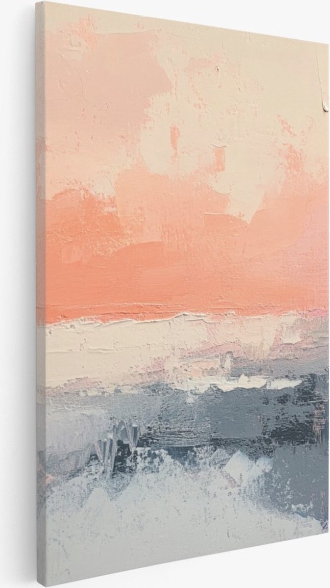 Saammp Canvas Schilderij - Kleurrijk landschap - Minimalistisch - Abstract - 20x30 - Foto op canvas - Wanddecoratie - Muurdecoratie Woonkamer - Kantoor Decoratie Multicolor