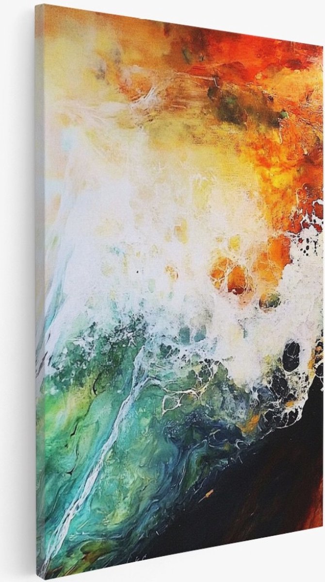 Saammp Canvas Schilderij - Contrasterende kleuren - Groen - Abstract kunstwerk - 20x30 - Foto op canvas - Wanddecoratie - Muurdecoratie Woonkamer - Slaapkamer decoratie - Canvas Print Multicolor