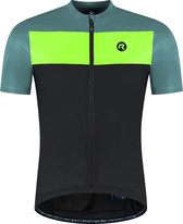 Maillot de cyclisme Rogelli Core Block pour homme - Manches courtes - Zwart/Turquoise/Jaune - Taille M