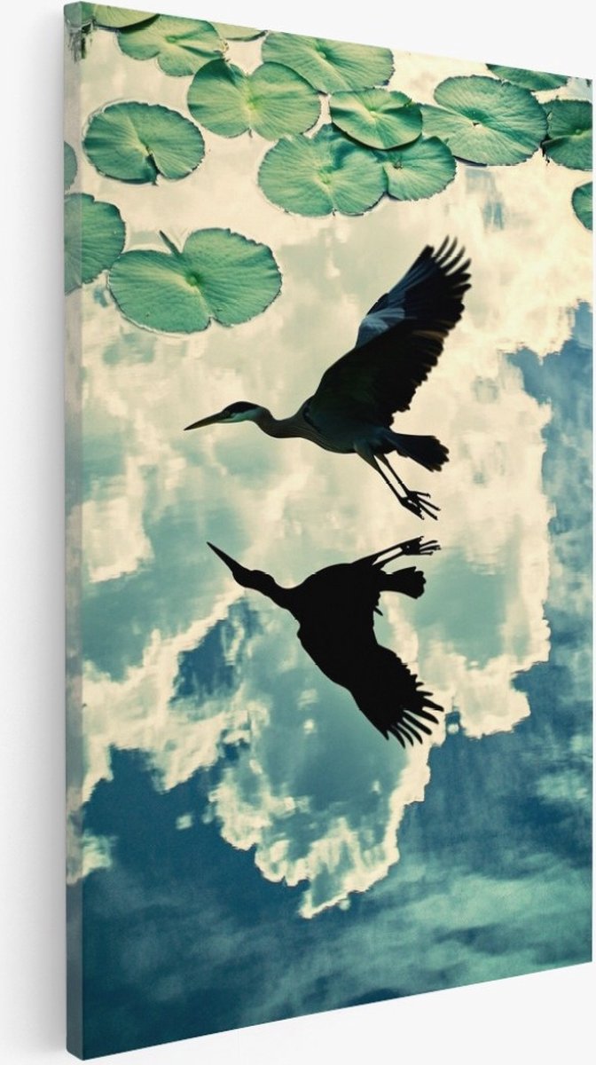 Saammp Canvas Schilderij - Rijger in nederland - Natuur - Dieren - 20x30 - Foto op canvas - Wanddecoratie - Muurdecoratie Woonkamer - Slaapkamer decoratie - Canvas Print Multicolor