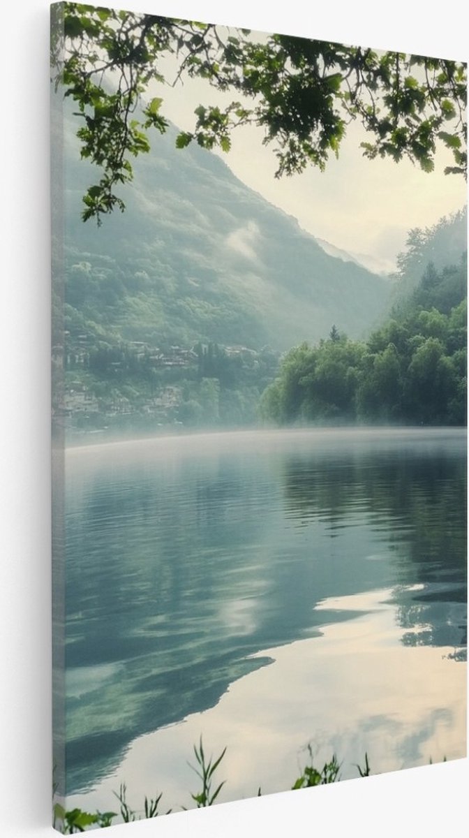 Saammp Canvas Schilderij - Water tussen de Bossen - Natuur - Landschap - 30x40 - Foto op canvas - Wanddecoratie - Muurdecoratie Woonkamer - Slaapkamer decoratie - Canvas Print Multicolor