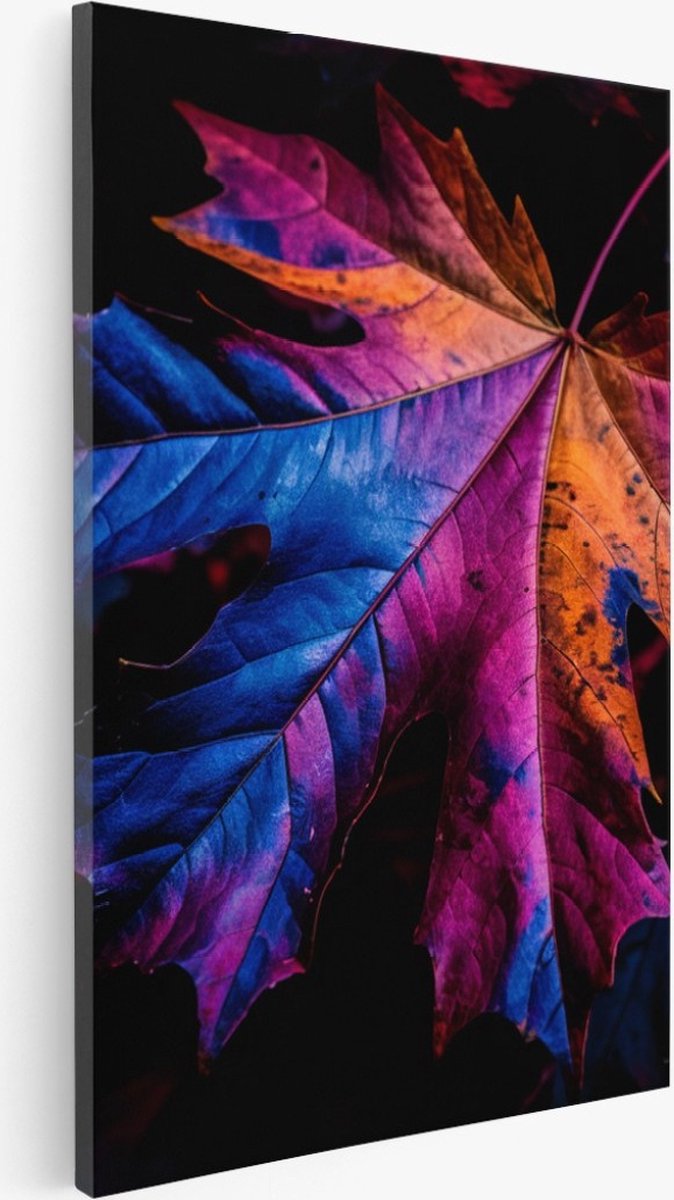 Saammp Canvas Schilderij - Gekleurd Blad - Bloemen - Natuur - 30x40 - Foto op canvas - Wanddecoratie - Muurdecoratie Woonkamer - Slaapkamer decoratie - Canvas Print Multicolor