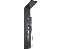 OxyFlowzy® - Luxiqo Compleet Douchesysteem - Doucheset - Mat Zwarte Hoofddouche en Handdouche - Massage Douche - Vierkante Regendouche voor Badkamer - 3 Douche Koppen
