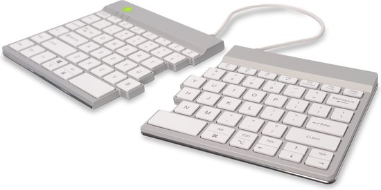 R-Go Split Break clavier ergonomique, compact design, avec logiciel de pause, ultra-mince, Bluetooth 5.0, Mode QWERTY (US), sans fil, blanc