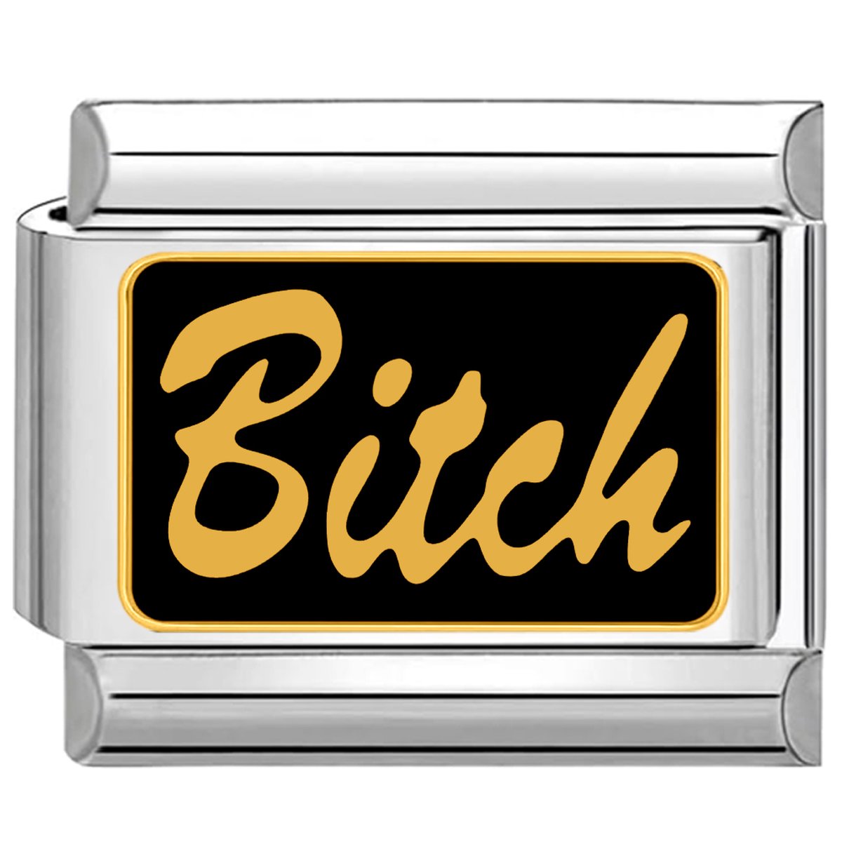 Quiges - Schakel - Bedel - 9mm - charms - Bitch - Teef - Geschikt voor - armband - Schakelarmband - italy bedels armband