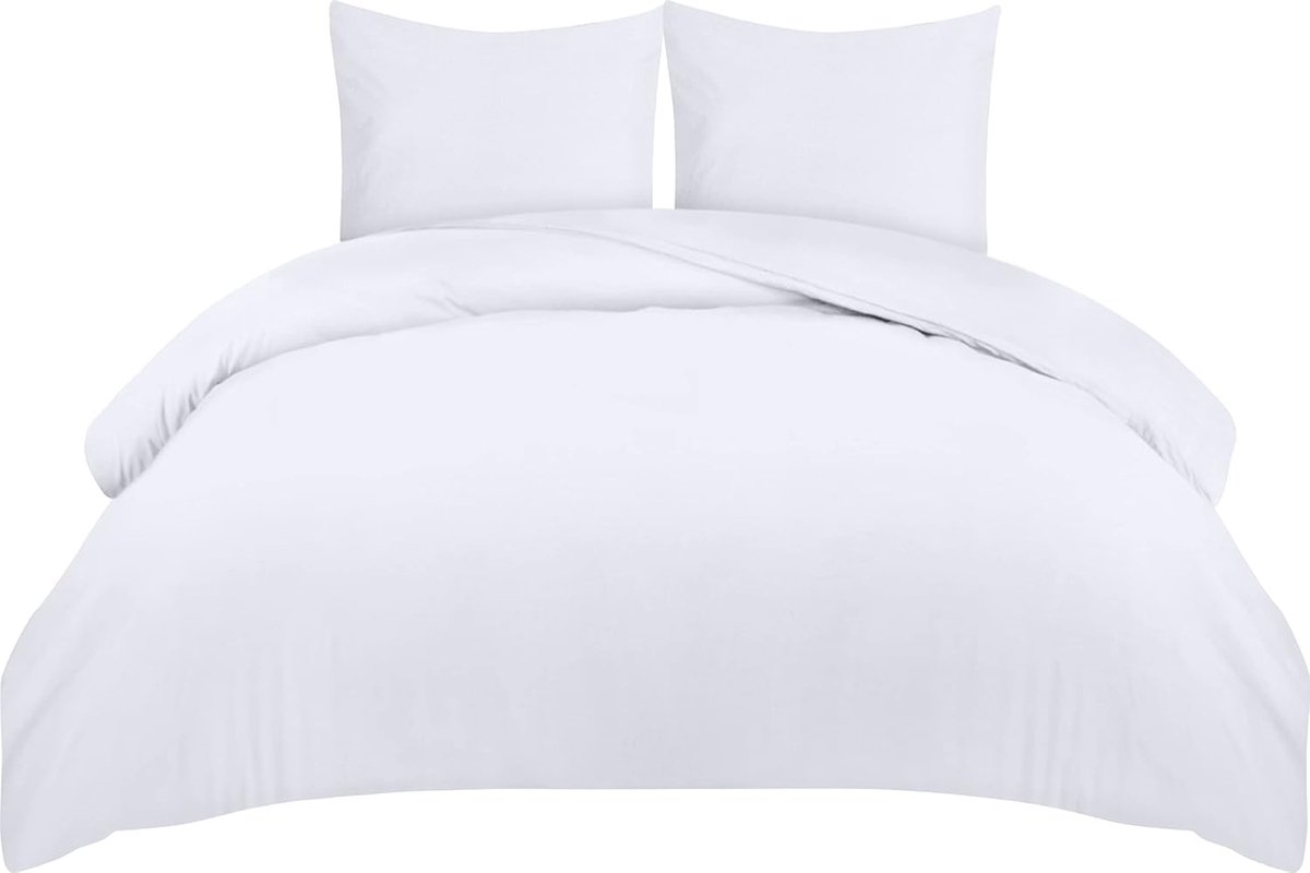 Azalia Zachte Microvezel Dekbedovertrek Set 260x240cm met Kussenslopen 65x65cm - Wit Beddengoed