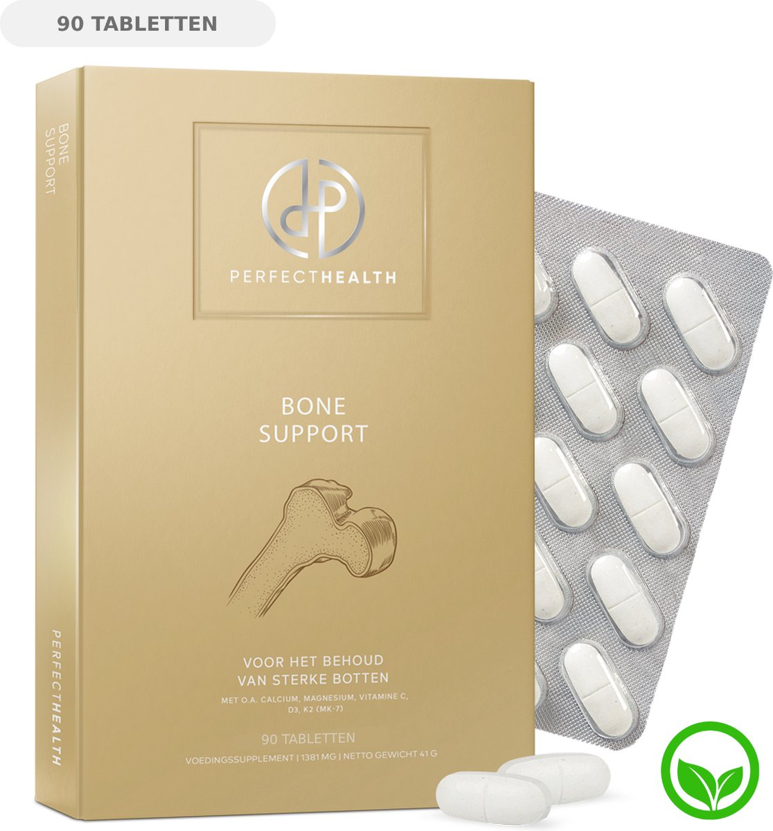 Goedkoopste Perfect Health - Calcium Tabletten 500mg - Hoge Dosering - 90 stuks - Magnesium en Zink - Vitamine D3, Borium en K2 - Sterke Botten - Vegan