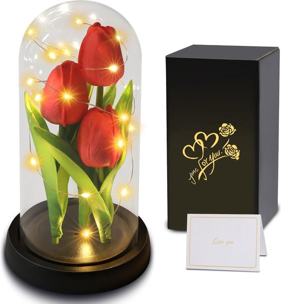 KUKUTrue® Geconserveerde Rode Rozen In Zwarte Cadeaubox