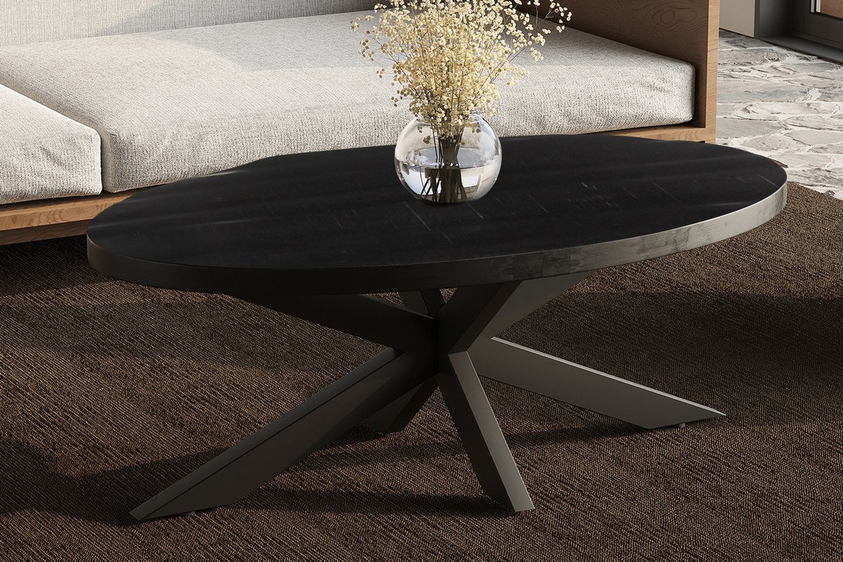 salontafel madella- ovaal tafel- mango hout zwart