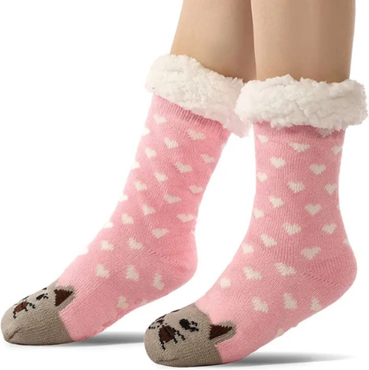 Huissokken Dames Verwarmde Sokken Wandelsokken Dikke Warmte Sokken Fluffy Sokken Anti Slip sokken Bedsokken Gevoerde Sokken Winter Sokken Roze