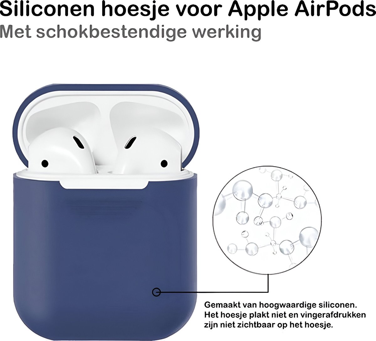 AirPods 2 hoesje siliconen case soepel beschermhoes AirPods 1 cover schokbestendig draadloos opladen royal blue - Afbeelding 3