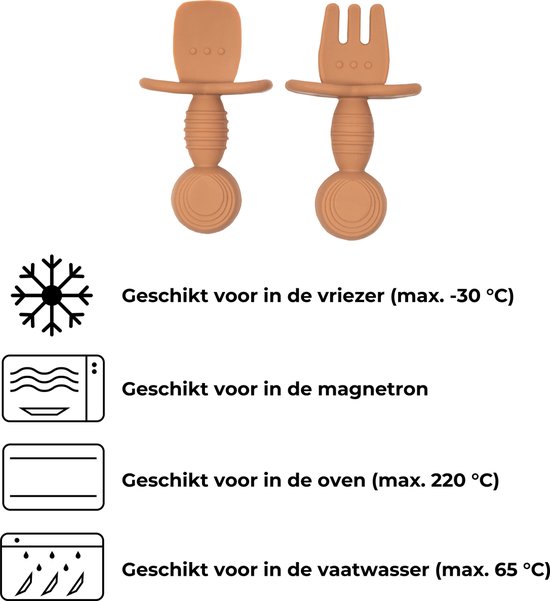Jikkies Baby Bestek - Kinderbestek - Baby - Oefenbestek - Kraamcadeau - Duo Pack - Taupe & Groen van Merkloos — afbeelding 4