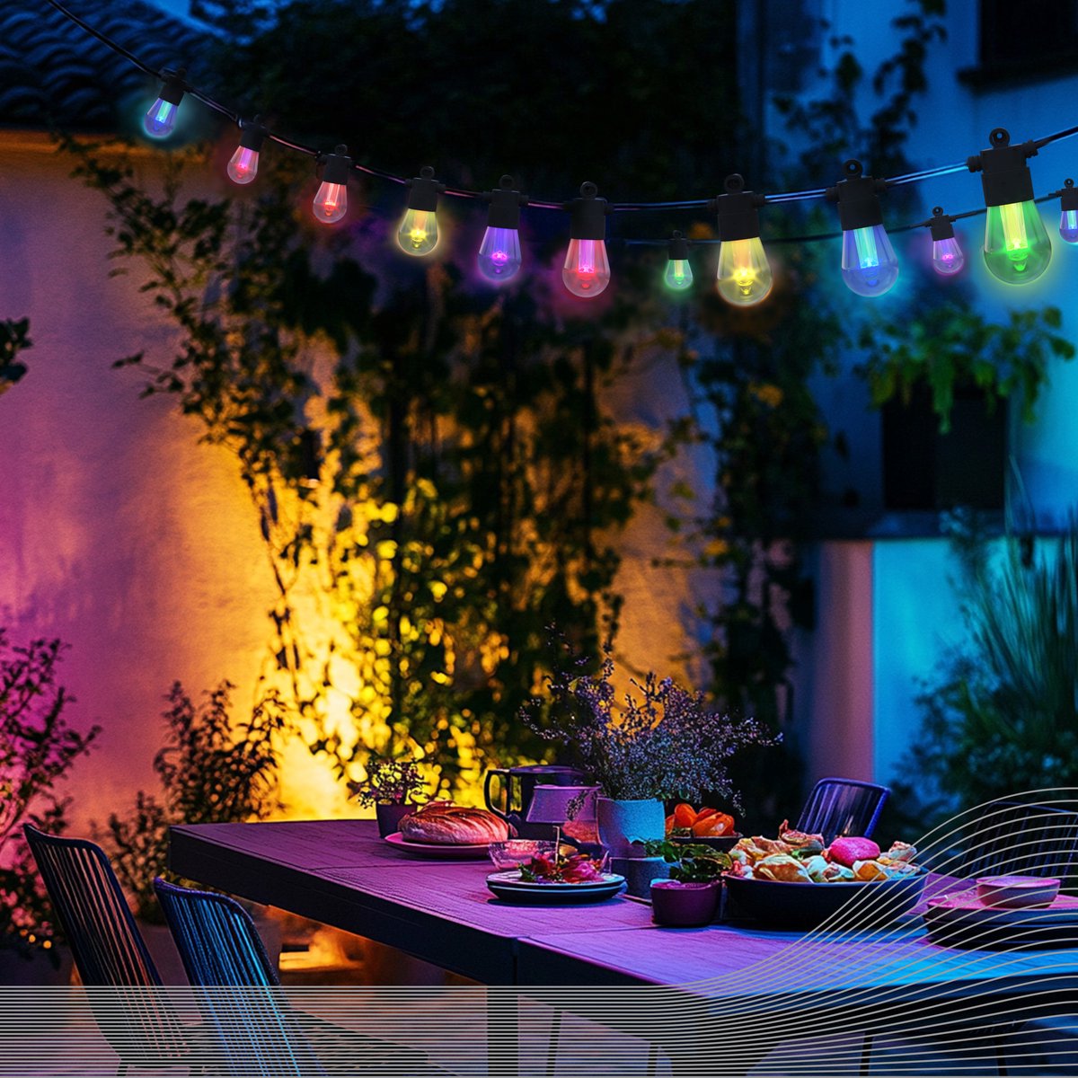 Calex Smart Outdoor Lichtsnoer - 13m - Lichtslinger voor buiten - Tuinverlichting - 15 bulb