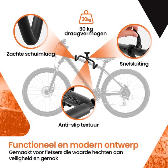 Fiets Ophangsysteem – Fiets muurbeugel - fiets haak - fiets ophangbeugel - fietsrek - Race fiets - Mountainbike - Max belading 45kg