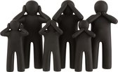 J-Line decoratie P'tit Maurice Horen/Zien/Zwijgen - polyresin - zwart - small - 3 stuks