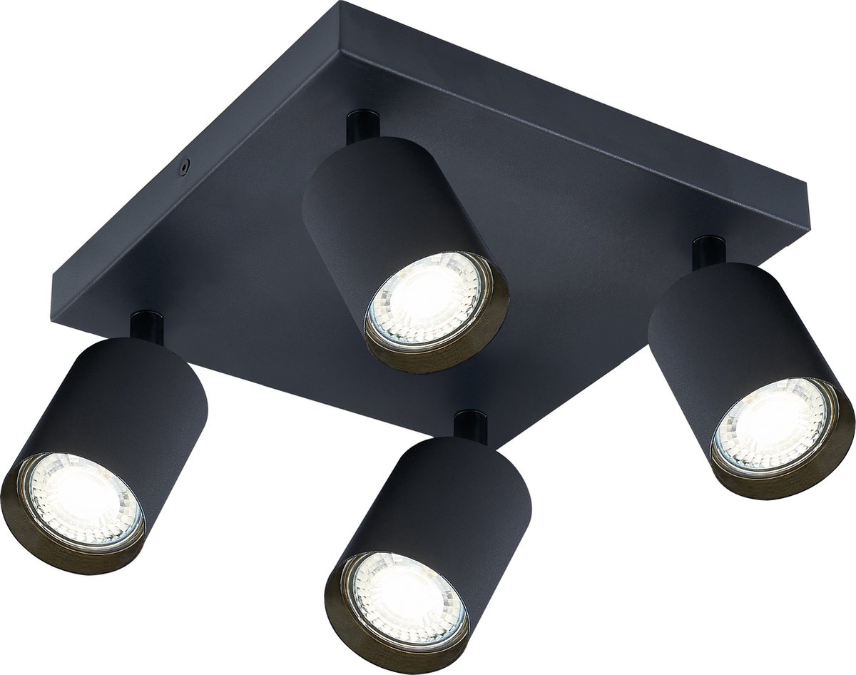 Integral Plafondspot Siena Mat Zwart Vierkant voor 4x GU10 lamp (niet meegeleverd) | 4x GU10