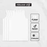 Marco Rossi Premium Kwaliteit - Onderhemden - Hemden heren - Onderhemd heren - 100% Katoen - Wit - 4 Pack - Maat XL