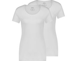 MWTS T-shirt Dames - 2-pack - Slim Fit - Ronde Hals - Maat S - Wit