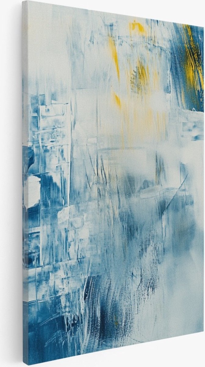 Saammp Canvas Schilderij - Blauwe vegen - Abstract - 60x90 - Foto op canvas - Wanddecoratie - Muurdecoratie Woonkamer - Slaapkamer decoratie - Canvas Print Multicolor