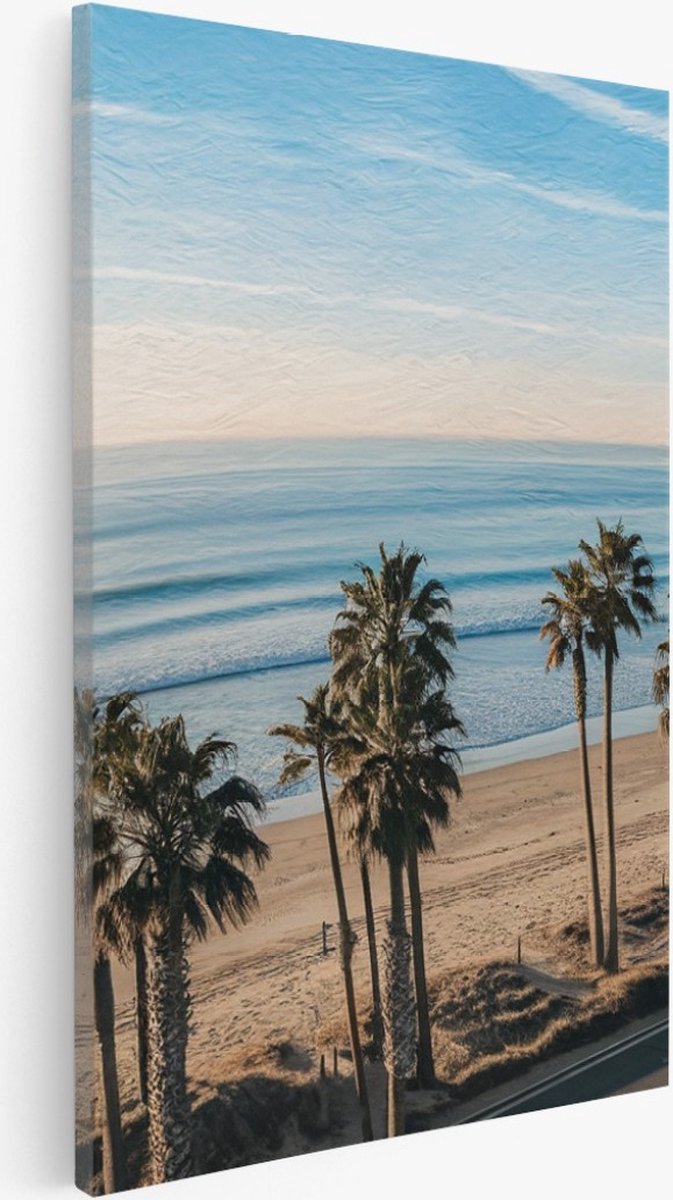 Saammp Canvas Schilderij - Strand met palmbomen - Landschap - Natuur - 40x60 - Foto op canvas - Wanddecoratie - Muurdecoratie Woonkamer - Slaapkamer decoratie - Canvas Print Multicolor