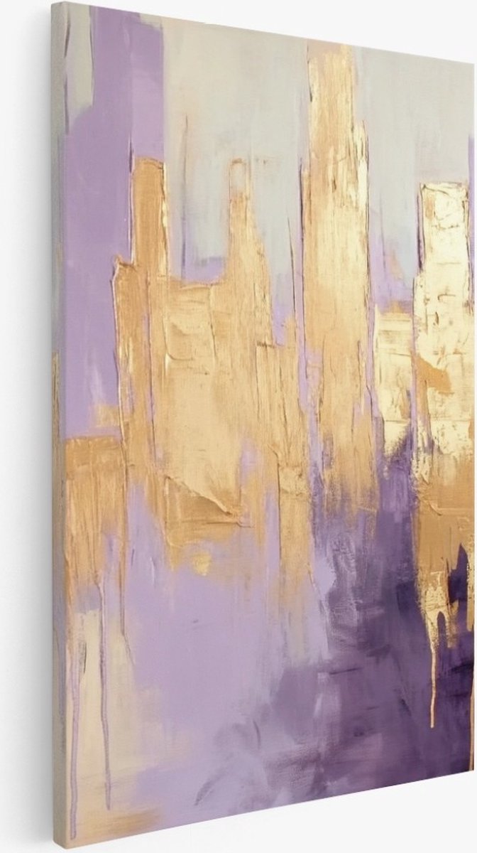 Saammp Canvas Schilderij - paars goude horizon - Abstract - 75x100 - Foto op canvas - Wanddecoratie - Muurdecoratie Woonkamer - Slaapkamer decoratie - Canvas Print Multicolor