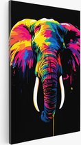 Saammp - Canvas Schilderij - Kleurrijke Olifant - Dieren - Abstract - 40x60 - Foto op canvas - Wanddecoratie - Muurdecoratie Woonkamer - Slaapkamer decoratie - Canvas Print