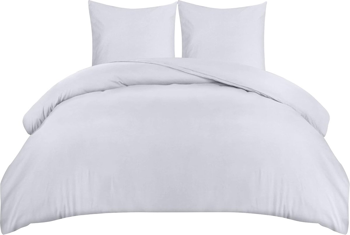 Azalia Dekbedovertrek Set - Zachte Microvezel Dekbedovertrek 200x220cm met Kussenslopen 80x80cm - Beddengoed Dekbedovertrek Set - Wit