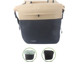 Ekostar® - Dubbele Roltop Fietstas - 100% Waterdicht - Beige Zwart - 46L - Fietstassen electrische fietsen