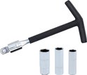 CCLIFE Bougiesleutel, universeel, 16 mm, 18 mm, 21 mm, 4-delig voor auto en motorfiets, T-greep 1/2 inch bougiesteeksleutel, bougieverwijderingsgereedschap, zwart