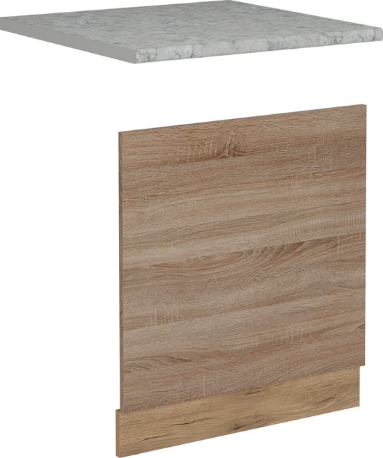 Vicco Keukenonderkast Beton 60 cm met lade met marmeren werkblad, R