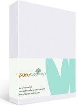Pure'Cotton Hoeslaken 160x200 - tot 35 cm Hoekhoogte - 100% Katoen Jersey - Meer Kleuren - Strijkvrij - Lange Levensduur - Wit