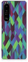 Coque en silicone TPU Coque pour smartphone Sony Xperia 1 III avec naam abstrait vert Blauw