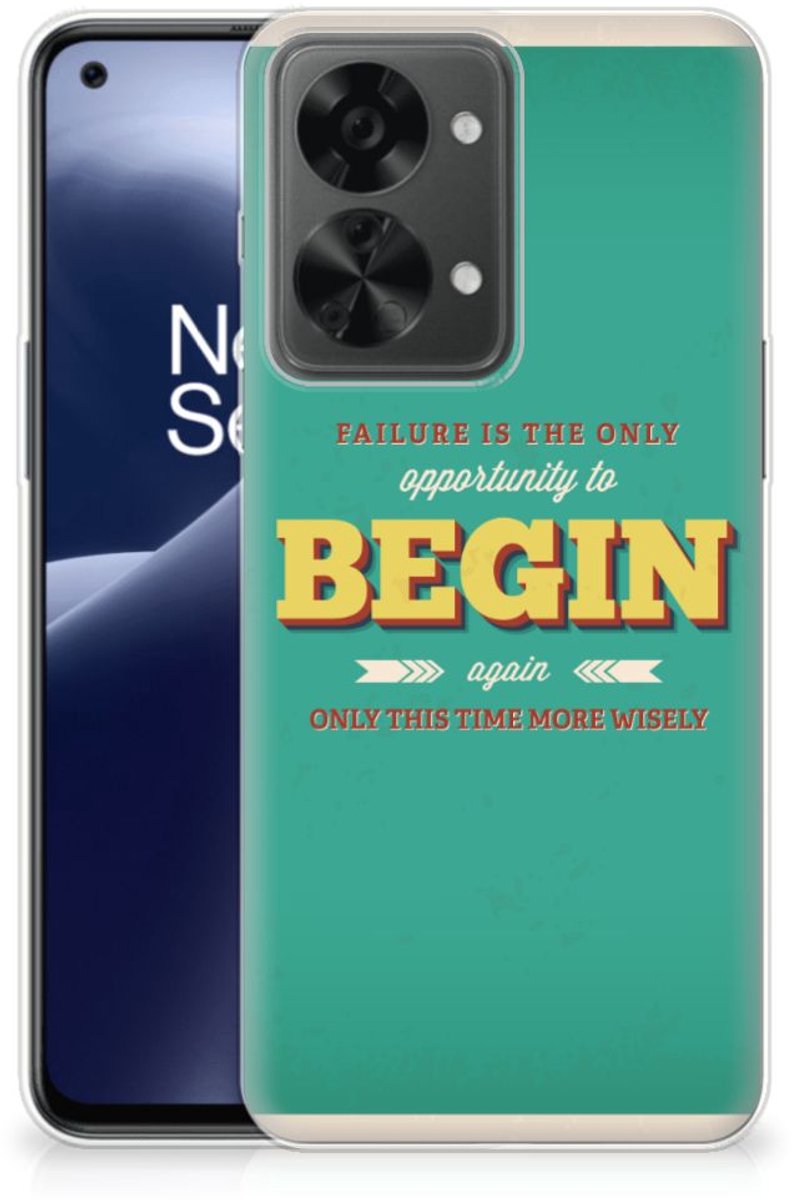 Back Cover voor OnePlus Nord 2T Siliconen hoesje met naam Quote Begin