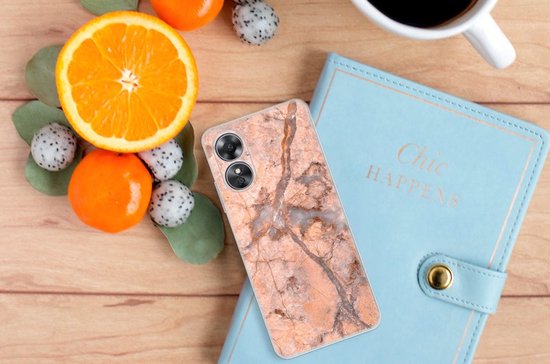 Coque Téléphone pour OPPO A17 Bumper Housse Etui Orange De Marbre